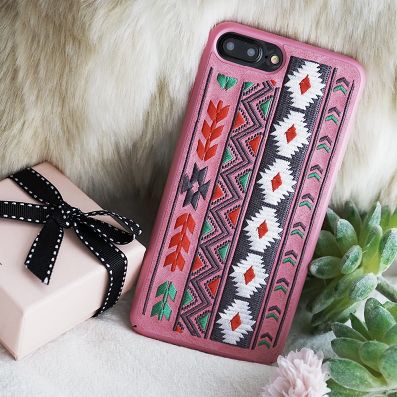 Phone case pink vintage Bohemian embroidery awesome cool iphone 7,7plus cases covers accessories smartphone cases phone skins