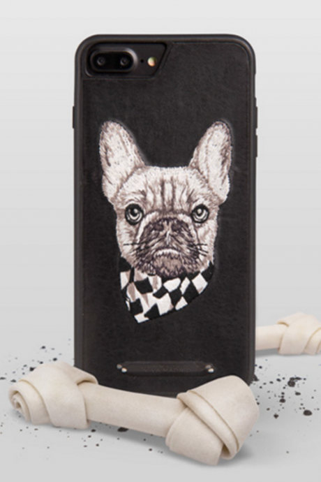 Phone case Black bulldog embroidery animal awesome cool For teens iphone 6s,6s plus,7,7plus cases covers accessories smartphone cases phone skins