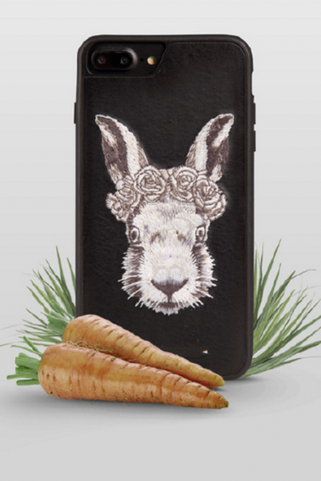 Phone case Black Rabbit embroidery animal awesome cool For teens iPhone 6s,6s plus,7,7plus cases covers accessories smartphone cases phone skins