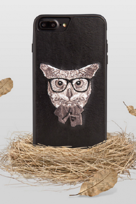 Phone case Black Owl embroidery animal awesome cool For teens iPhone 6,6s,6plus,6s plus,7,7plus cases covers accessories smartphone cases phone skins