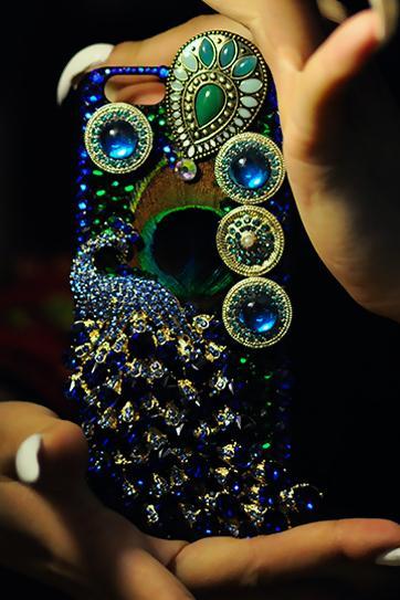 Phone case luxury Color diamond handmade bling Animal Peacock art iphone5/5s/6/6s/6plus/6splus cases covers accessories smart phone cases phone skins