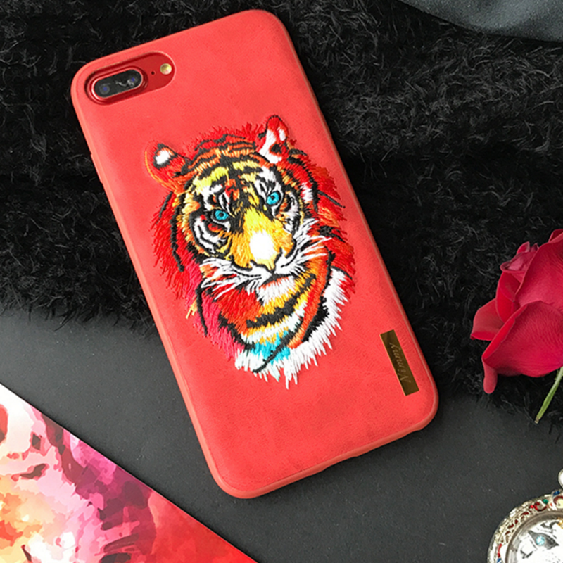 Phone Case Red Embroidery Tiger For Girl Cute Awesome Cool Iphone 6,6s